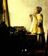 Jan Vermeer ung dam ned parlhalsband oil painting